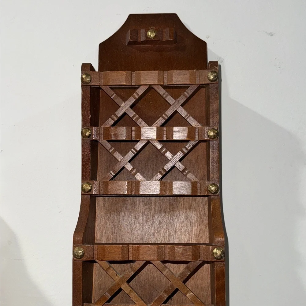 Wooden shelf organizer Wall Mounted vintage lattice decor 80’s 70’s
